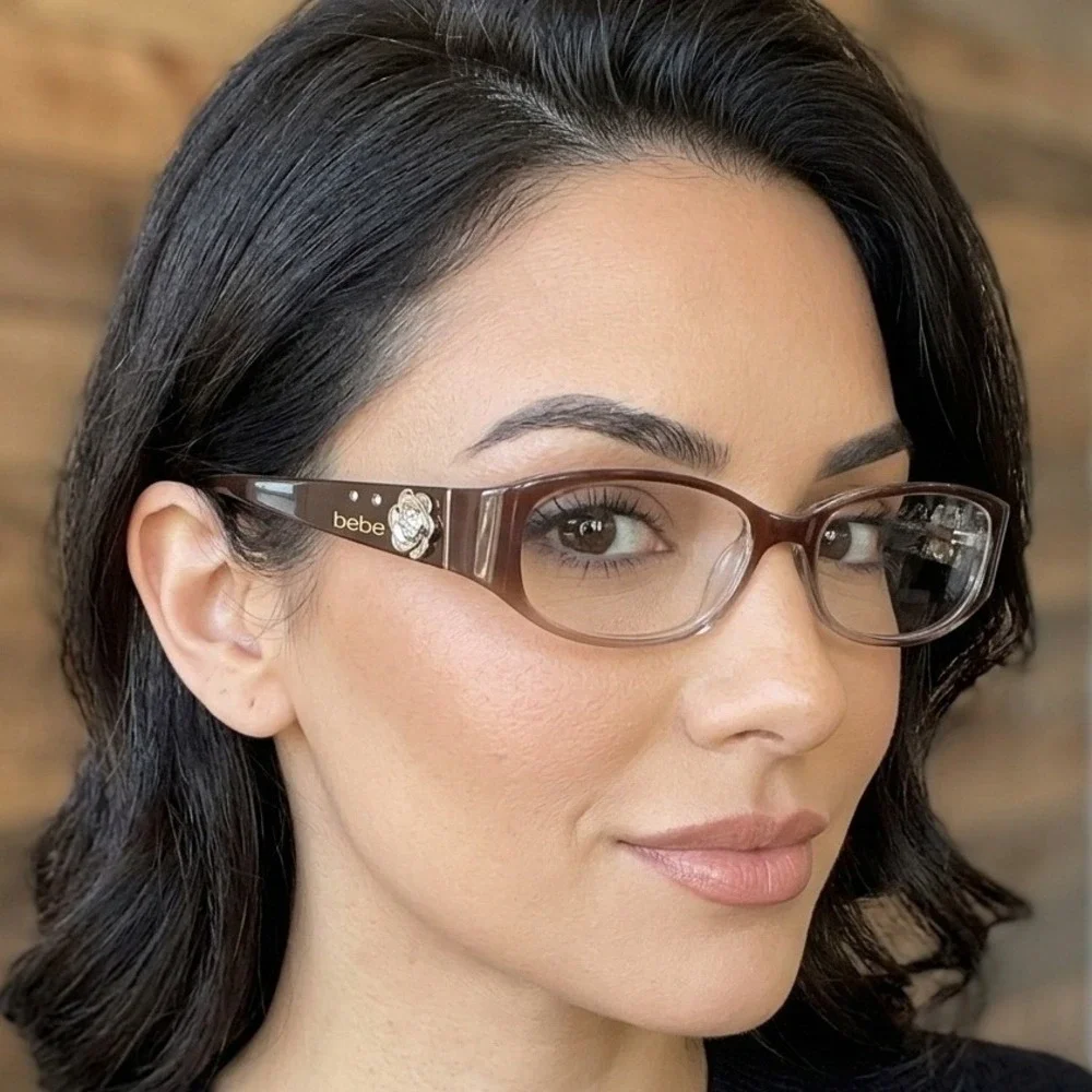 Bebe BB5034 Calming Topaz Brown Glitter Rose Eyeglasses Frames 51-15-135